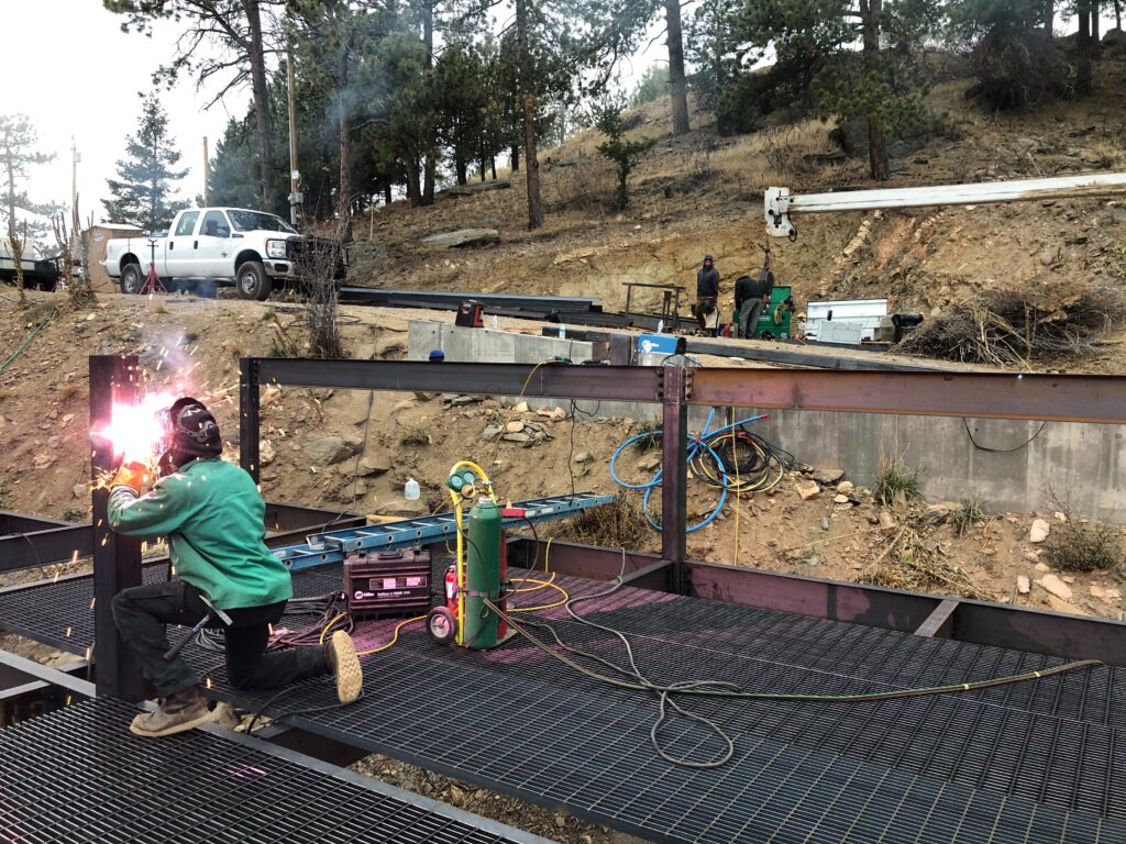 Welding the treehouse foundation